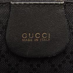 Pre Owned Gucci Black Bamboo Leather Drawstring Backpack