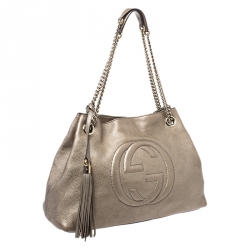 Pre Owned حقيبة كتف غوتشي سوهو متوسطة جلد ذهبية 