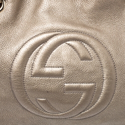 Pre Owned حقيبة كتف غوتشي سوهو متوسطة جلد ذهبية 