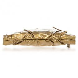 Pre Owned Gucci Gold Metallic Patent 'Hysteria' Clutch