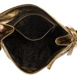Pre Owned Gucci Gold Metallic Patent 'Hysteria' Clutch