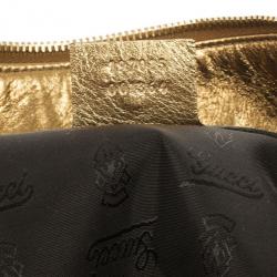 Pre Owned Gucci Gold Metallic Patent 'Hysteria' Clutch