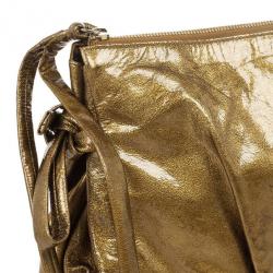 Pre Owned Gucci Gold Metallic Patent 'Hysteria' Clutch