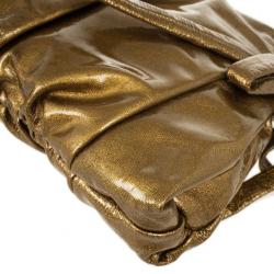 Pre Owned Gucci Gold Metallic Patent 'Hysteria' Clutch
