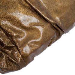 Pre Owned Gucci Gold Metallic Patent 'Hysteria' Clutch