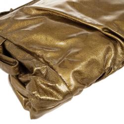 Pre Owned Gucci Gold Metallic Patent 'Hysteria' Clutch