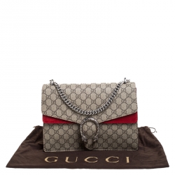 مملو كة مسبقًا حقيبة كتف غوتشي ديونيسوس  كانفاس سوبريم GG حمراء/ بيج متوسطة