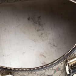 Pre Owned Gucci Brown/Beige GG Supreme Canvas Medium Tattoo Hearts Joy Boston Bag