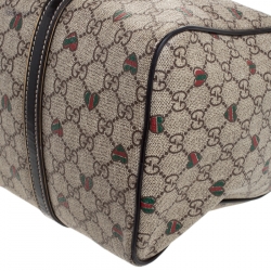 Pre Owned Gucci Brown/Beige GG Supreme Canvas Medium Tattoo Hearts Joy Boston Bag