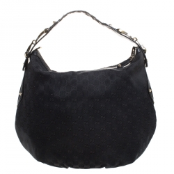 مملوكة مسبقًا حقيبة هوبو غوتشي بيلهام متوسطة كانفاس GG سوداء