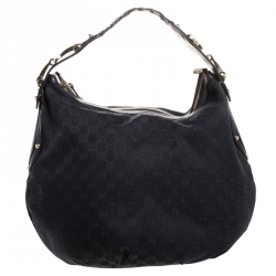 مملوكة مسبقًا حقيبة هوبو غوتشي بيلهام متوسطة كانفاس GG سوداء