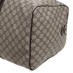Pre Owned Gucci Beige/Brown GG Supreme Canvas Duffel Bag