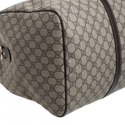 Pre Owned Gucci Beige/Brown GG Supreme Canvas Duffel Bag