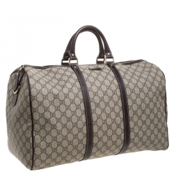 Pre Owned Gucci Beige/Brown GG Supreme Canvas Duffel Bag