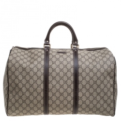 Pre Owned Gucci Beige/Brown GG Supreme Canvas Duffel Bag