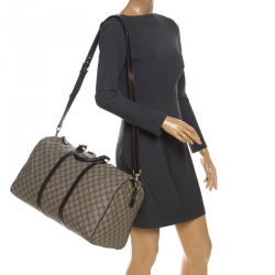 Pre Owned Gucci Beige/Brown GG Supreme Canvas Duffel Bag