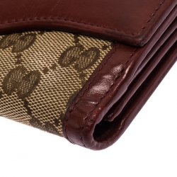 Gucci Beige/Red GG Canvas and Leather Sukey Continental Wallet