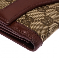 Gucci Beige/Red GG Canvas and Leather Sukey Continental Wallet