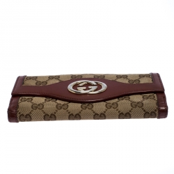 Gucci Beige/Red GG Canvas and Leather Sukey Continental Wallet