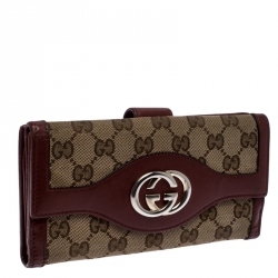 Gucci Beige/Red GG Canvas and Leather Sukey Continental Wallet