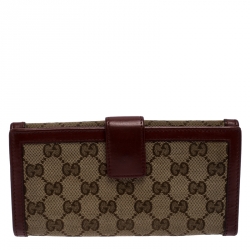 Gucci Beige/Red GG Canvas and Leather Sukey Continental Wallet