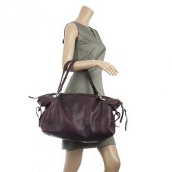 مملوكة مسبقًا Gucci Purple Leather Bamboo Bar Leather Tote