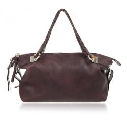 مملوكة مسبقًا Gucci Purple Leather Bamboo Bar Leather Tote