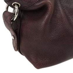 مملوكة مسبقًا Gucci Purple Leather Bamboo Bar Leather Tote