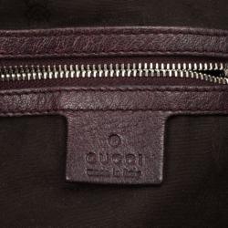 مملوكة مسبقًا Gucci Purple Leather Bamboo Bar Leather Tote