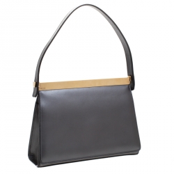 مملوكة مسبقًا حقيبة يد صغيرة غوتشي إطار جلد رمادية ميتالك