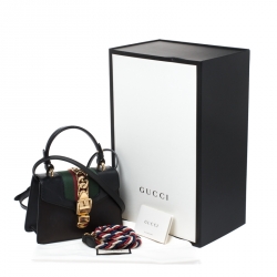 Pre Owned Gucci Black Leather Mini Sylvie Top Handle Bag