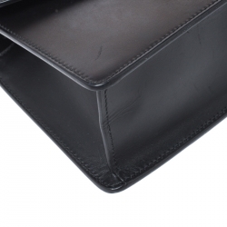 Pre Owned Gucci Black Leather Mini Sylvie Top Handle Bag