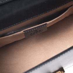 Pre Owned Gucci Black Leather Mini Sylvie Top Handle Bag