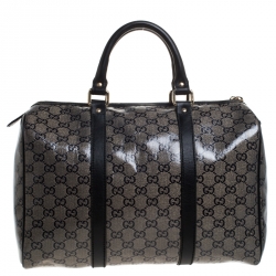 Pre Owned Gucci Grey/Black GG Crystal Canvas Medium Joy Boston Bag