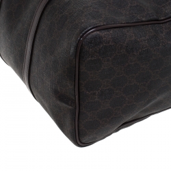 Pre Owned حقيبة غوتشي Joy Boston متوسطة جلد وكانفاس سوبريم GG بنية داكنة