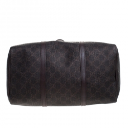 Pre Owned حقيبة غوتشي Joy Boston متوسطة جلد وكانفاس سوبريم GG بنية داكنة