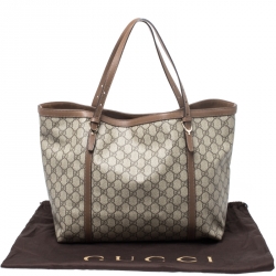 Pre Owned Gucci Beige/Brown GG Supreme Canvas Medium Nice Tote