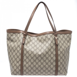 Pre Owned Gucci Beige/Brown GG Supreme Canvas Medium Nice Tote