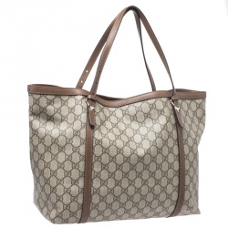 Pre Owned Gucci Beige/Brown GG Supreme Canvas Medium Nice Tote