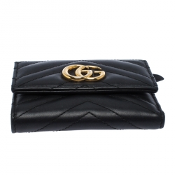 Gucci Black Leather Marmont Trifold Wallet