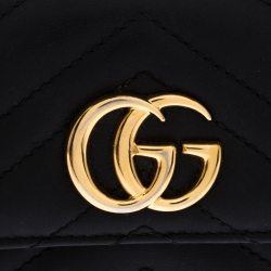 Gucci Black Leather Marmont Trifold Wallet
