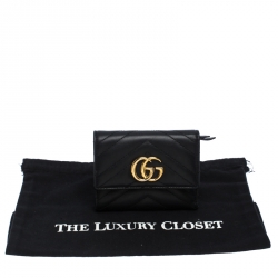 Gucci Black Leather Marmont Trifold Wallet