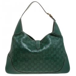 Pre Owned Gucci Green Leather Jackie O Hobo