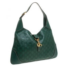 Pre Owned Gucci Green Leather Jackie O Hobo