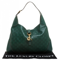 Pre Owned Gucci Green Leather Jackie O Hobo
