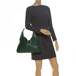 Pre Owned Gucci Green Leather Jackie O Hobo
