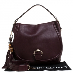 Pre Owned Gucci Burgundy Guccissima Leather Large Techno Horsebit Hobo