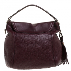 Pre Owned Gucci Burgundy Guccissima Leather Large Techno Horsebit Hobo