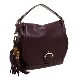 Pre Owned Gucci Burgundy Guccissima Leather Large Techno Horsebit Hobo