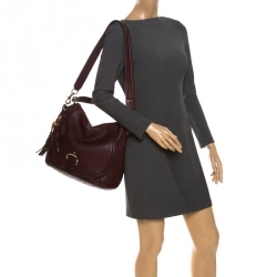 Pre Owned Gucci Burgundy Guccissima Leather Large Techno Horsebit Hobo